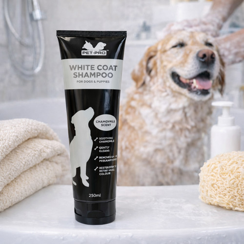 White coat shampoo for dogs - white,
